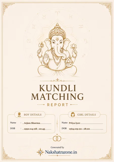 Kundli Milan Report — sample page 1